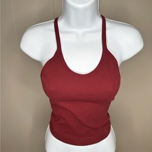 Ododos Women's Ribbed Burgundy Tank Top size M/L